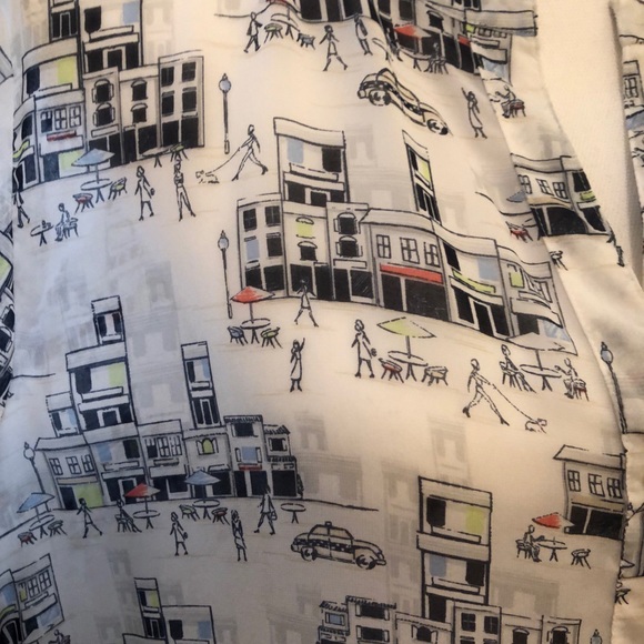 Chico’s Poly Tunic, Black, white, hint of orange🍊🍊🍊 - Picture 2 of 9